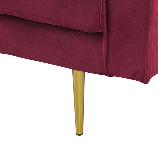 Chaiselongue Samtstoff dunkelrot rechtsseitig MIRAMAS