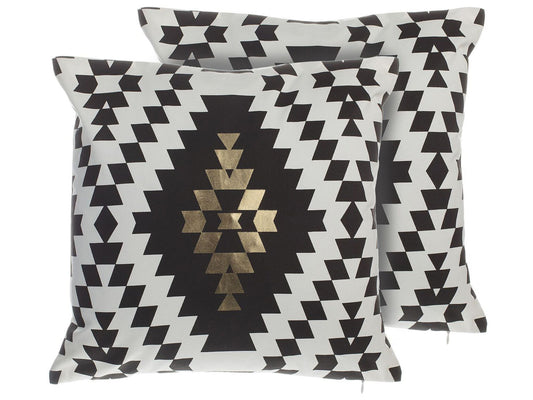 Dekokissen 2er Set COLEUS Baumwolle 45 x 45 cm Schwarz Geometrisches Muster
