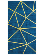 Teppich marineblau / gold 80 x 150 cm geometrisches Muster Kurzflor HAVZA