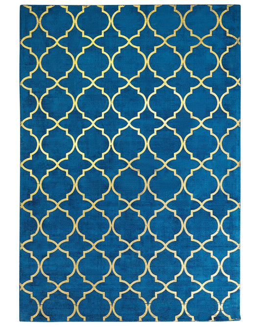 Teppich marineblau / gold 160 x 230 cm marokkanisches Muster Kurzflor YELKI
