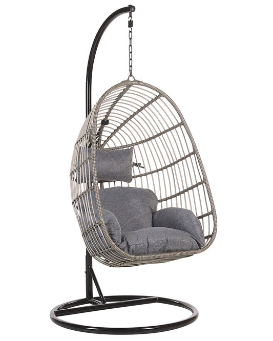 Hängesessel mit Gestell CASOLI Polyrattan Grau