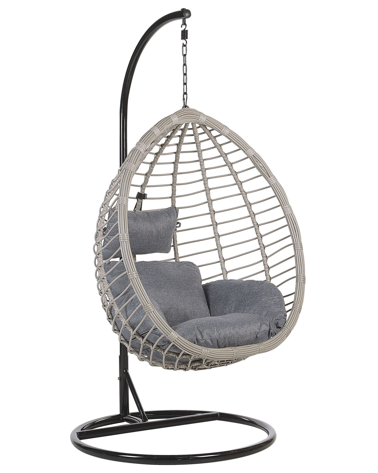Hängesessel mit Gestell TOLLO Polyrattan Grau