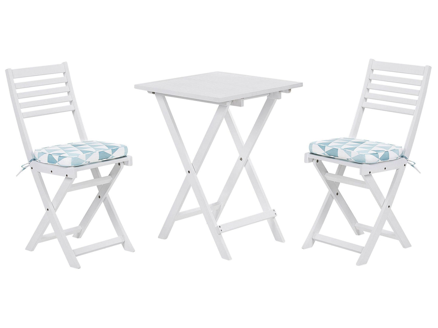 Bistro Set inkl. Kissen klappbar FIJI Holz Blau
