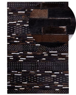 Teppich Kuhfell dunkelbraun 160 x 230 cm geometrisches Muster Kurzflor AKSEKI