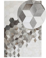 Teppich Kuhfell grau / weiss 140 x 200 cm geometrisches Muster Kurzflor SASON