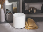Pouf mit Stauraum Kunstleder weiss ⌀ 38 cm MARYLAND