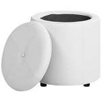 Pouf mit Stauraum Kunstleder weiss ⌀ 38 cm MARYLAND