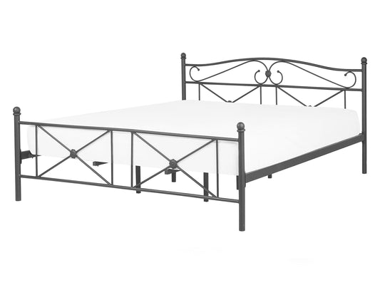 Bett mit Lattenrost Metall RODEZ 140 x 200 cm Schwarz