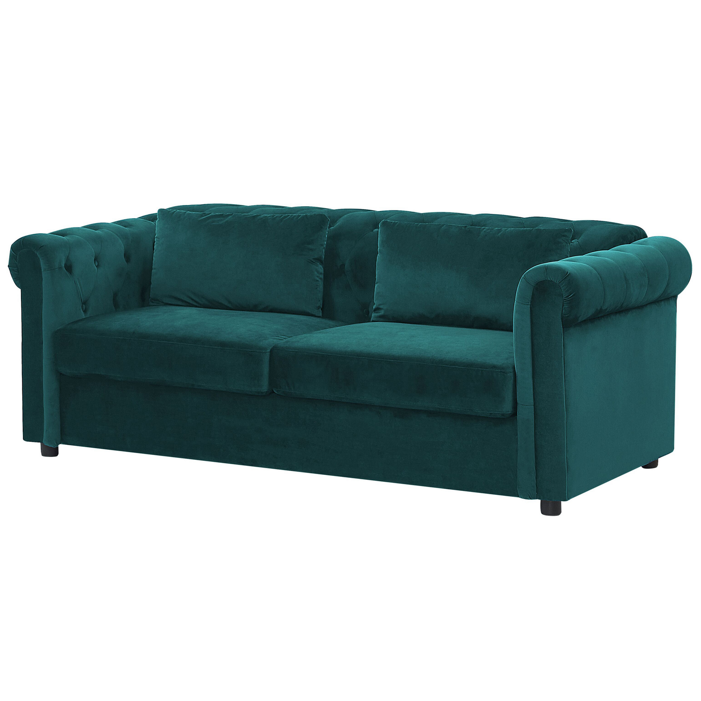 Schlafsofa 3-Sitzer Samtstoff smaragdgrün CHESTERFIELD