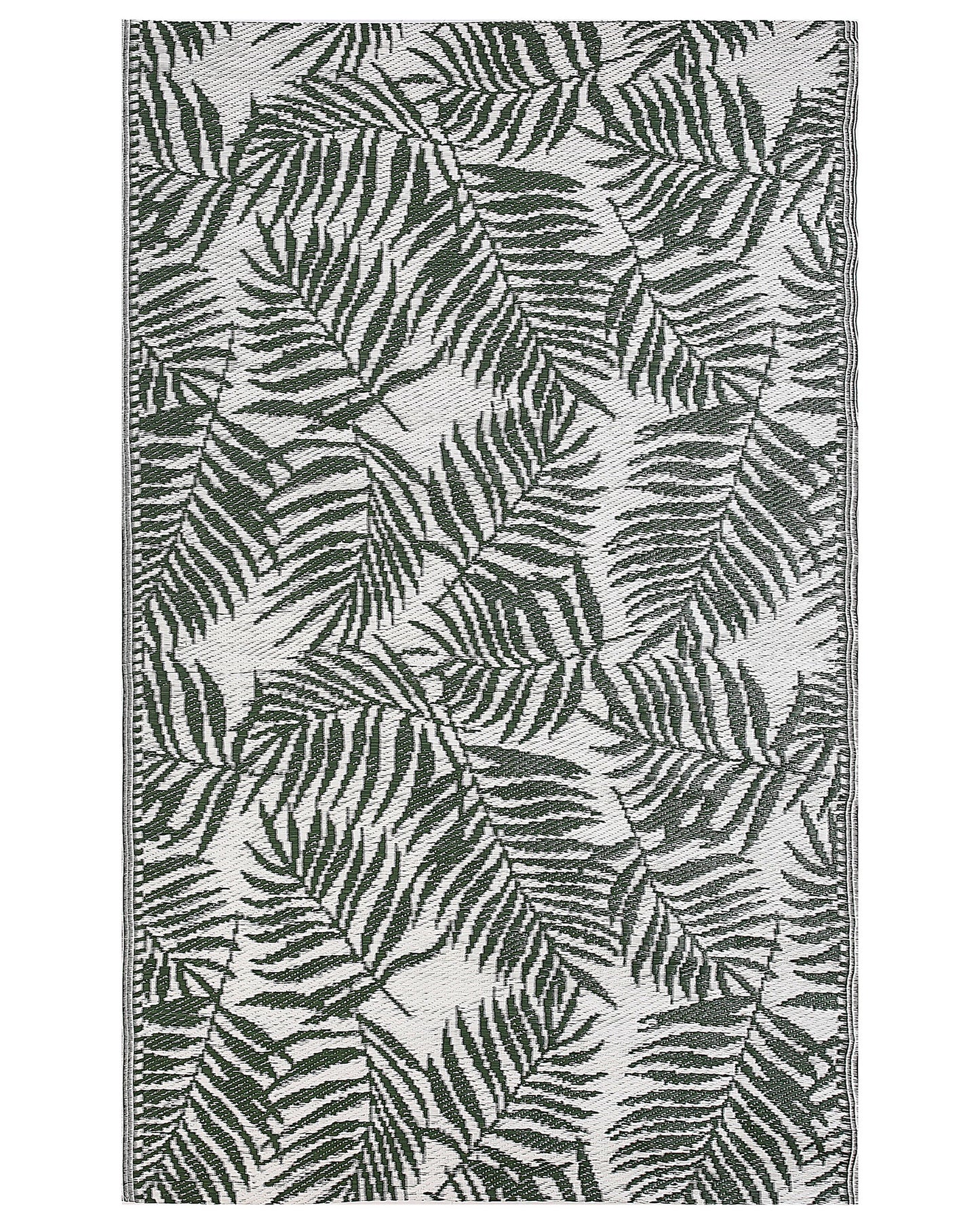 Outdoor Teppich dunkelgrün 120 x 180 cm Palmenmuster Kurzflor KOTA