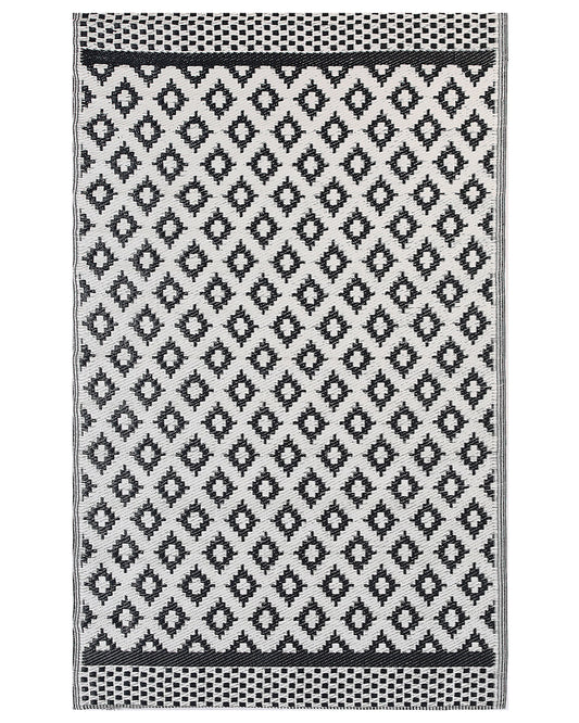 Outdoor Teppich schwarz 120 x 180 cm geometrisches Muster Kurzflor THANE