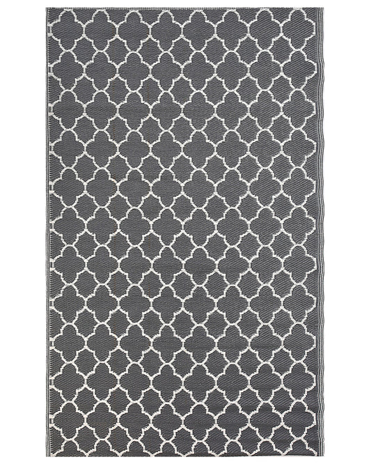 Outdoor Teppich grau 120 x 180 cm marokkanisches Muster Kurzflor SURAT
