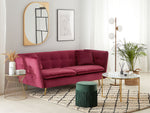 3-Sitzer Sofa Samtstoff dunkelrot mit goldenen Beinen FREDERICA