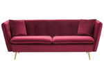 3-Sitzer Sofa Samtstoff dunkelrot mit goldenen Beinen FREDERICA