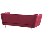3-Sitzer Sofa Samtstoff dunkelrot mit goldenen Beinen FREDERICA