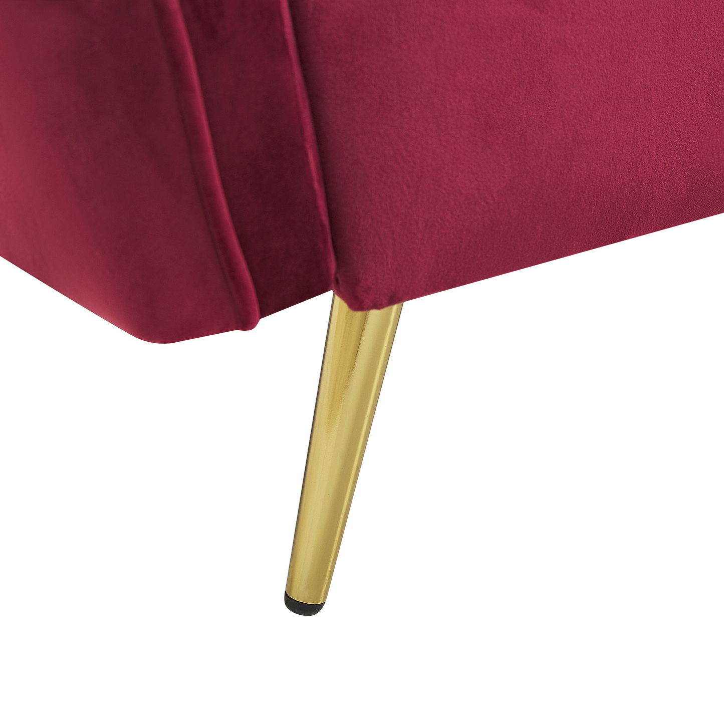3-Sitzer Sofa Samtstoff dunkelrot mit goldenen Beinen FREDERICA