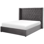 Bett mit Stauraum Samtstoff LUBBON 180 x 200 cm Grau