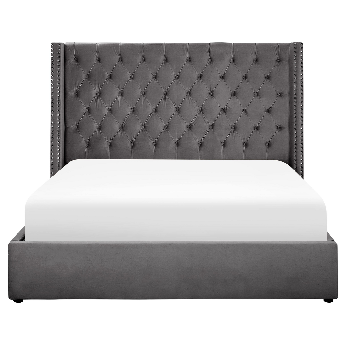 Bett mit Stauraum Samtstoff LUBBON 160 x 200 cm Grau