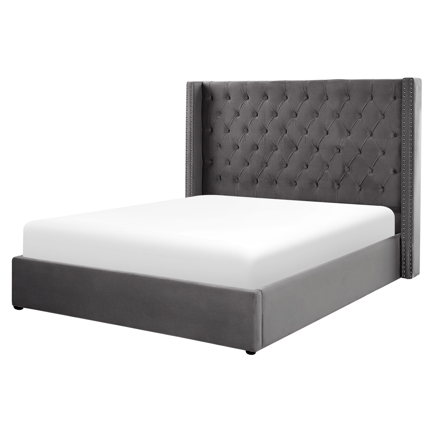 Bett mit Stauraum Samtstoff LUBBON 160 x 200 cm Grau