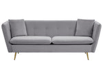 3-Sitzer Sofa Samtstoff grau mit goldenen Beinen FREDERICA