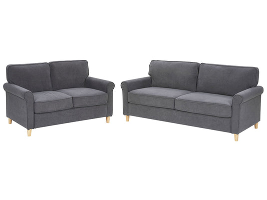 Sofa Set Samtstoff dunkelgrau 5-Sitzer RONNEBY