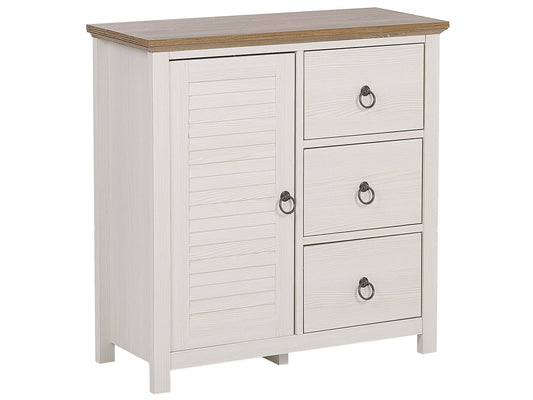 Sideboard beige / dunkler Holzfarbton 3 Schubladen Schrank KIRKLAND