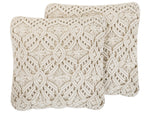 Dekokissen 2er Set ESENKOY Baumwolle 50 x 50 cm Hellbeige Geometrisches Muster