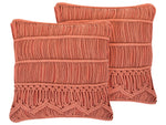 Dekokissen 2er Set AKKOY Baumwolle 45 x 45 cm Orange Geometrisches Muster