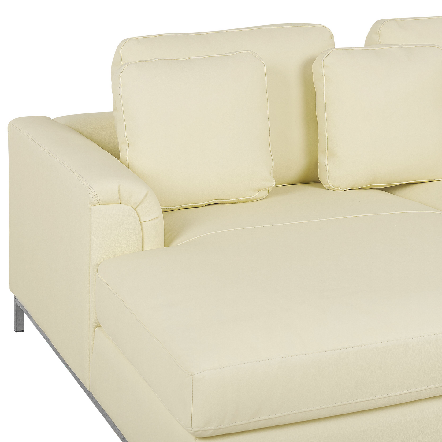Ecksofa Leder beige rechtsseitig mit Ottomane OSLO