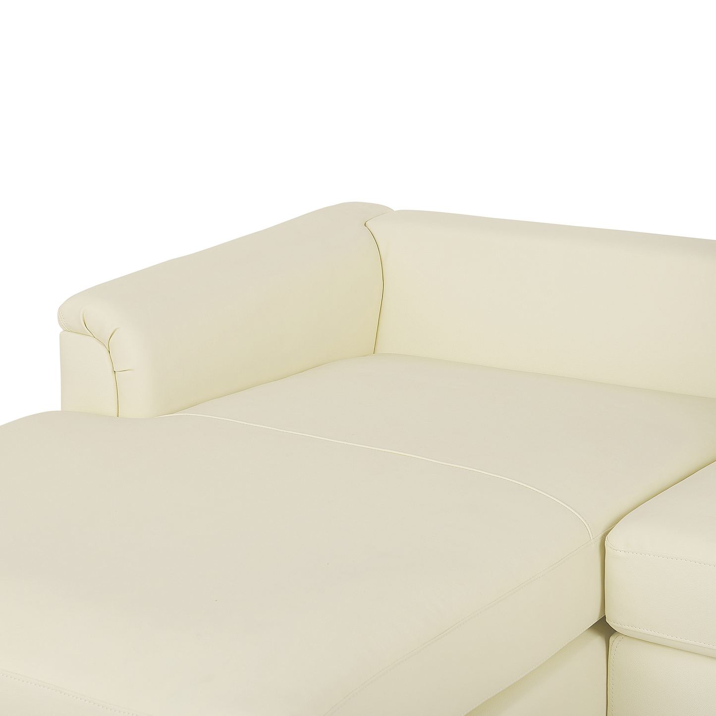Ecksofa Leder beige rechtsseitig mit Ottomane OSLO