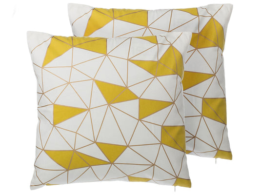 Dekokissen 2er Set CLARKIA Baumwolle 45 x 45 cm Gelb Geometrisches Muster