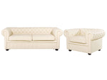 Sofa Set Leder creme 4-Sitzer CHESTERFIELD