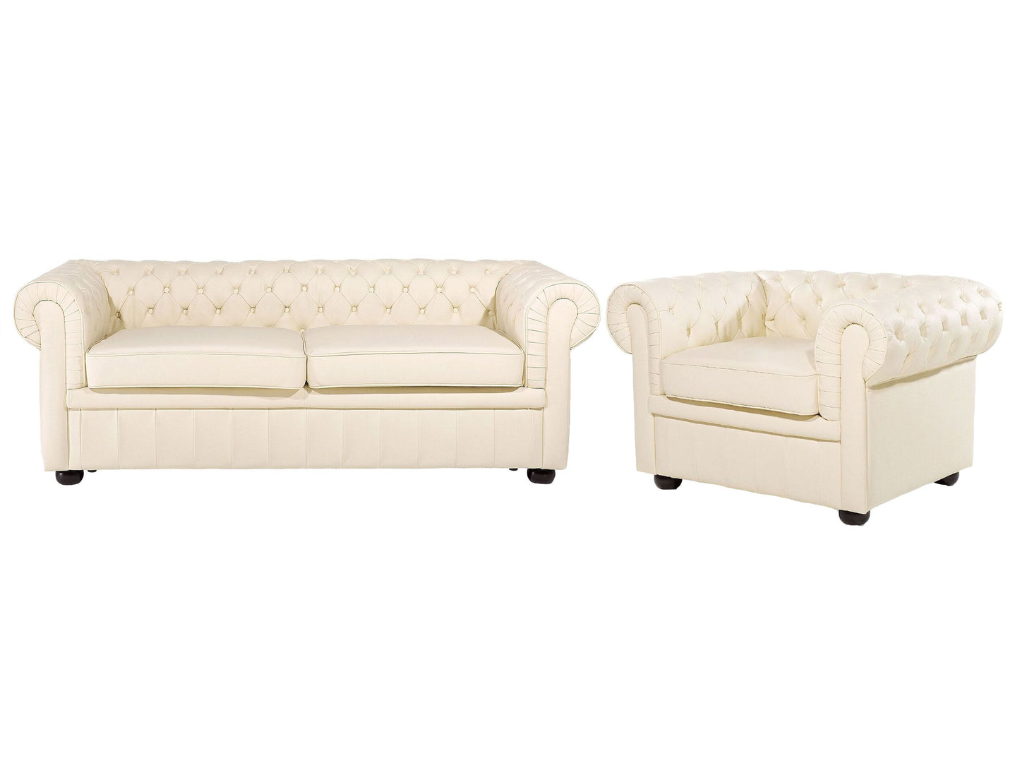 Sofa Set Leder creme 4-Sitzer CHESTERFIELD