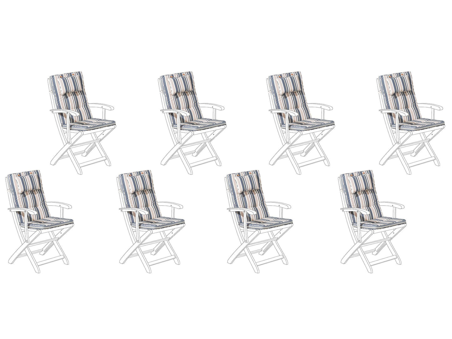 Sitzauflagen 8er Set MAUI 40 x 54 cm Bunt