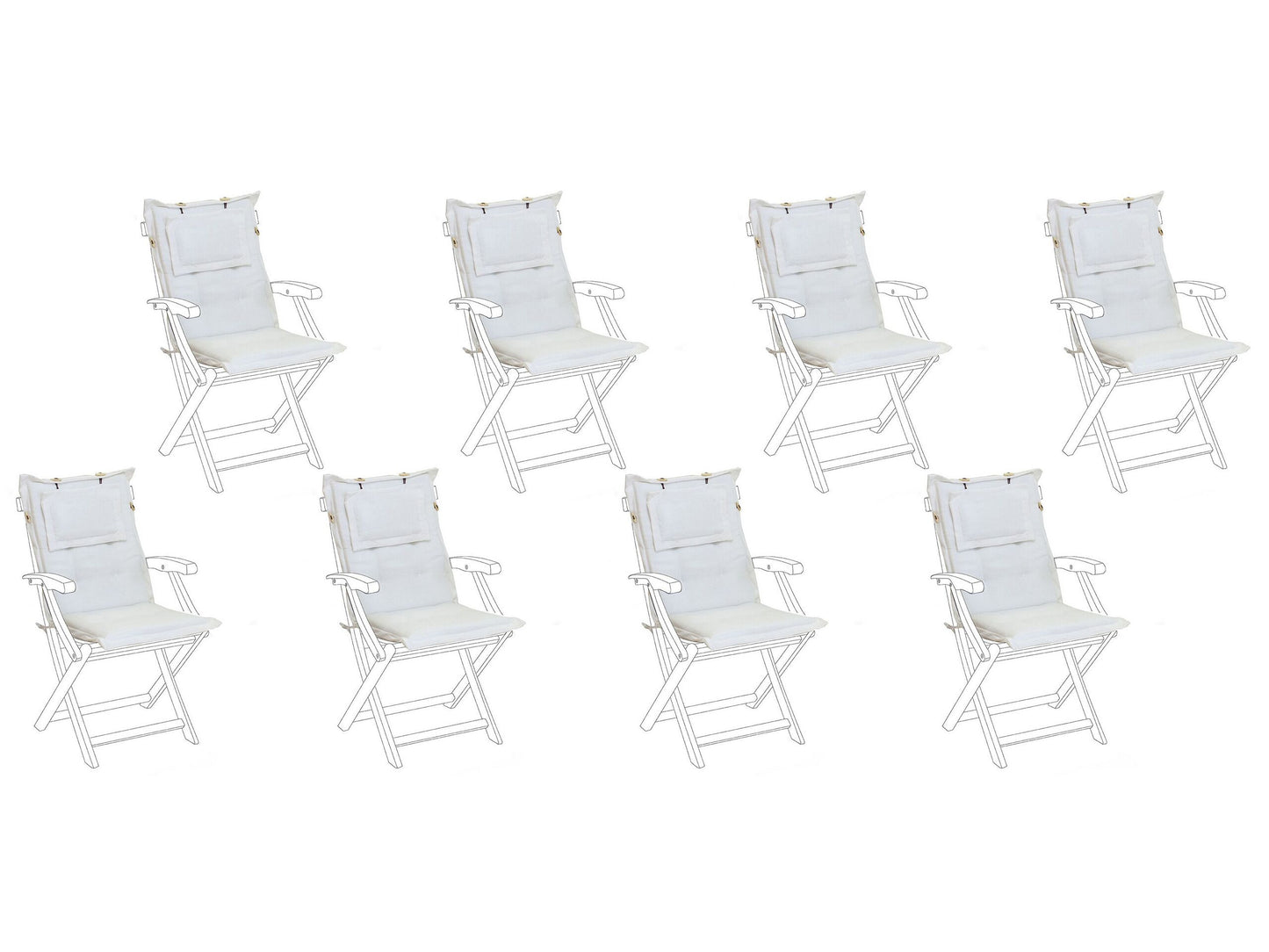 Sitzauflagen 8er Set MAUI 40 x 54 cm Cremeweiss