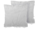 Dekokissen 2er Set DAISY Webpelz 45 x 45 cm Hellbeige Ohne Muster