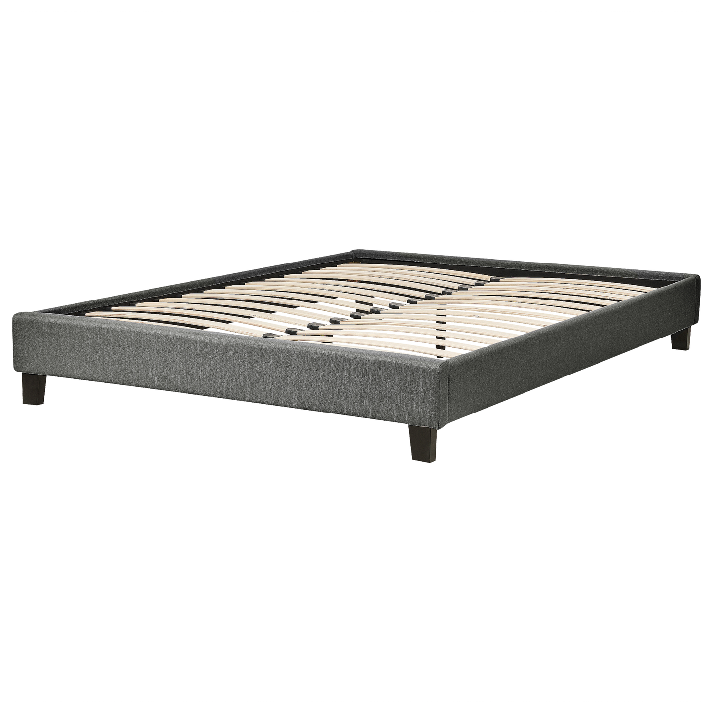 Bett mit Lattenrost Stoff ROANNE 140 x 200 cm Grau