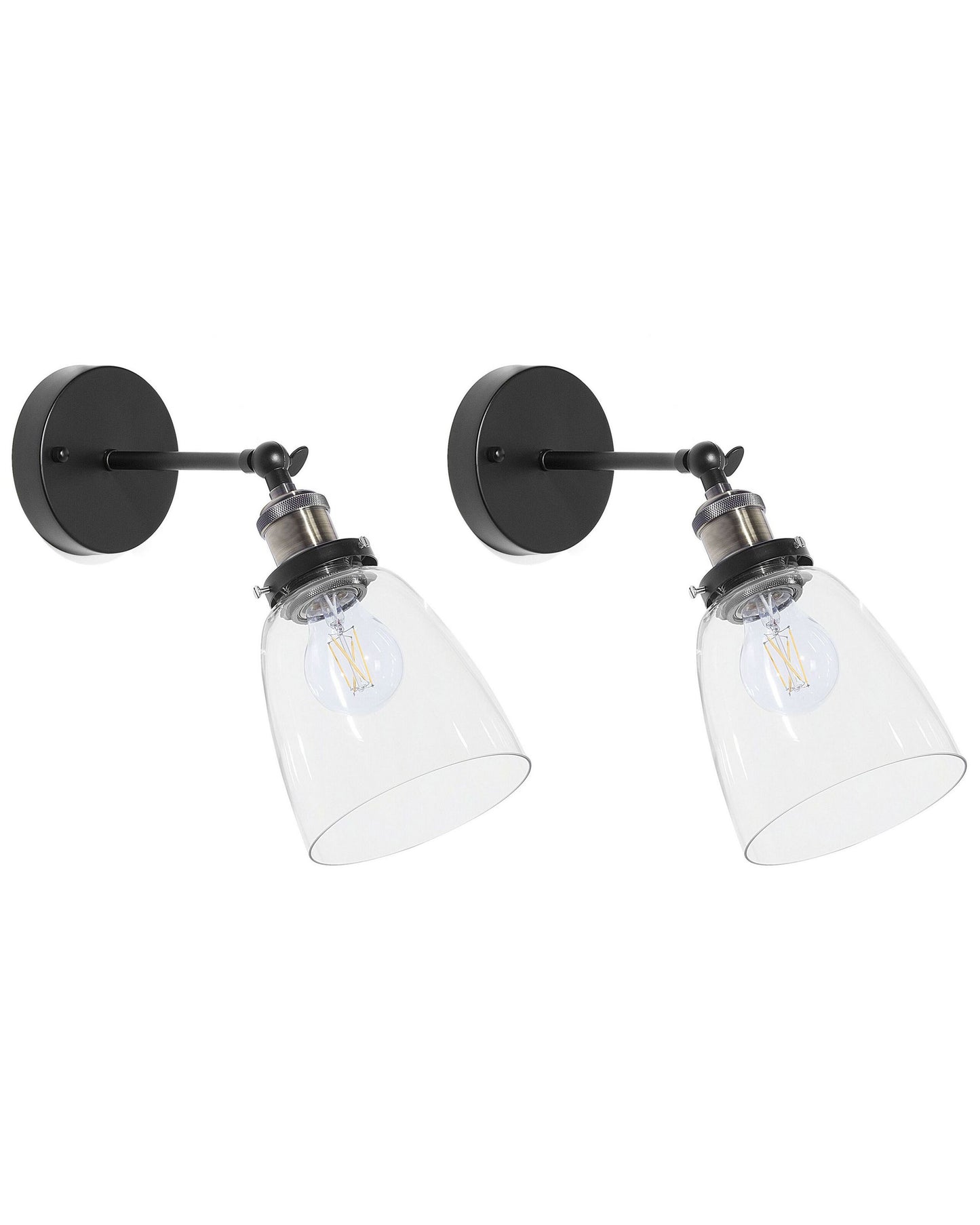 Wandlampe 2er Set LOVAT verstellbar Metall Transparent Schwarz