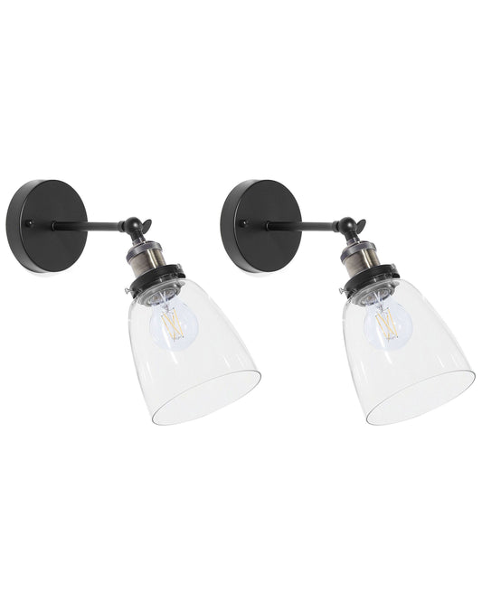 Wandlampe 2er Set LOVAT verstellbar Metall Transparent Schwarz