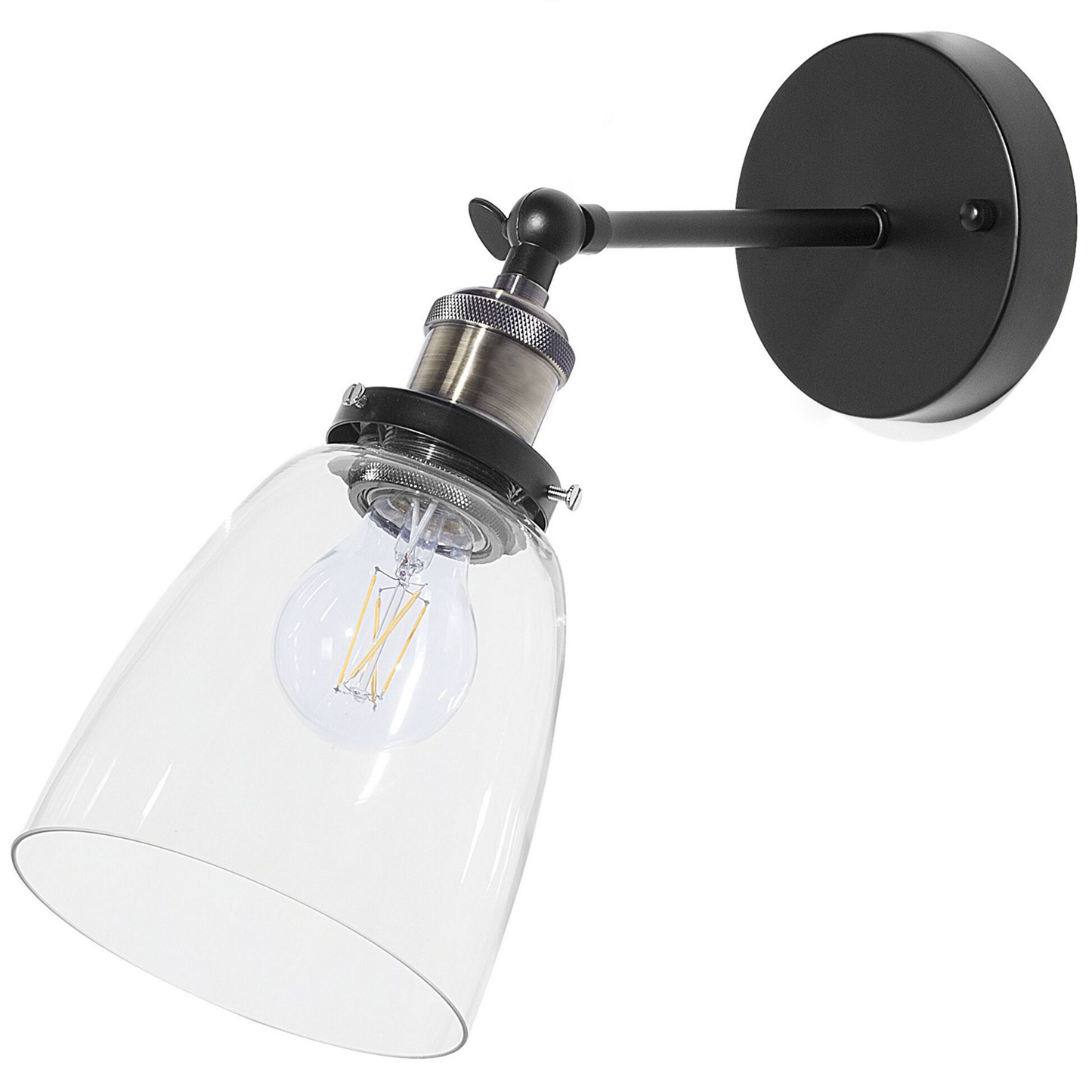 Wandlampe 2er Set LOVAT verstellbar Metall Transparent Schwarz