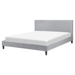 Bett mit LED Stoff FITOU 160 x 200 cm Hellgrau
