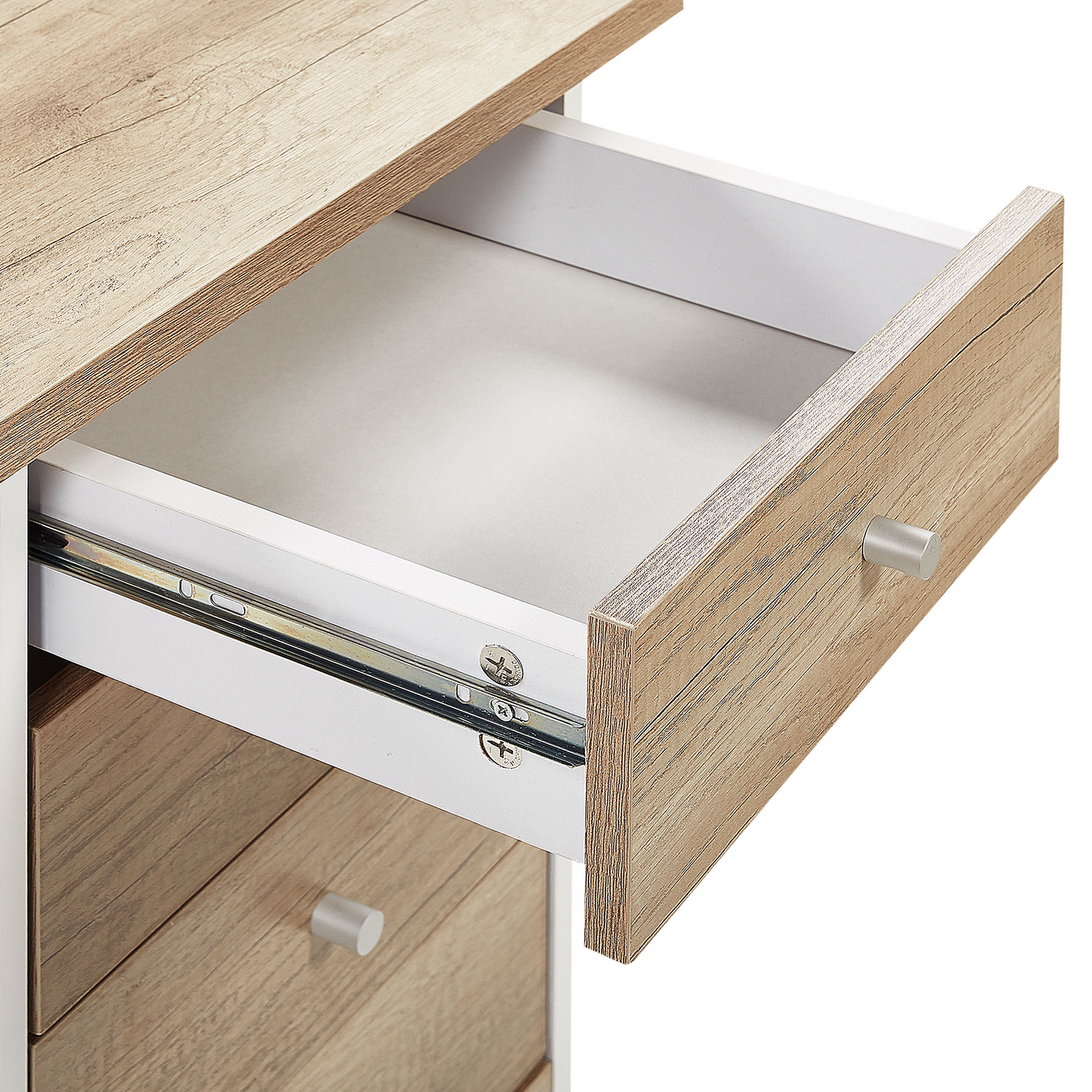 Schreibtisch heller Holzfarbton / weiss 140 x 60 cm 5 Schubladen HEBER