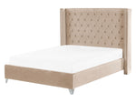 Bett mit Lattenrost Samtstoff LUBBON 160 x 200 cm Beige