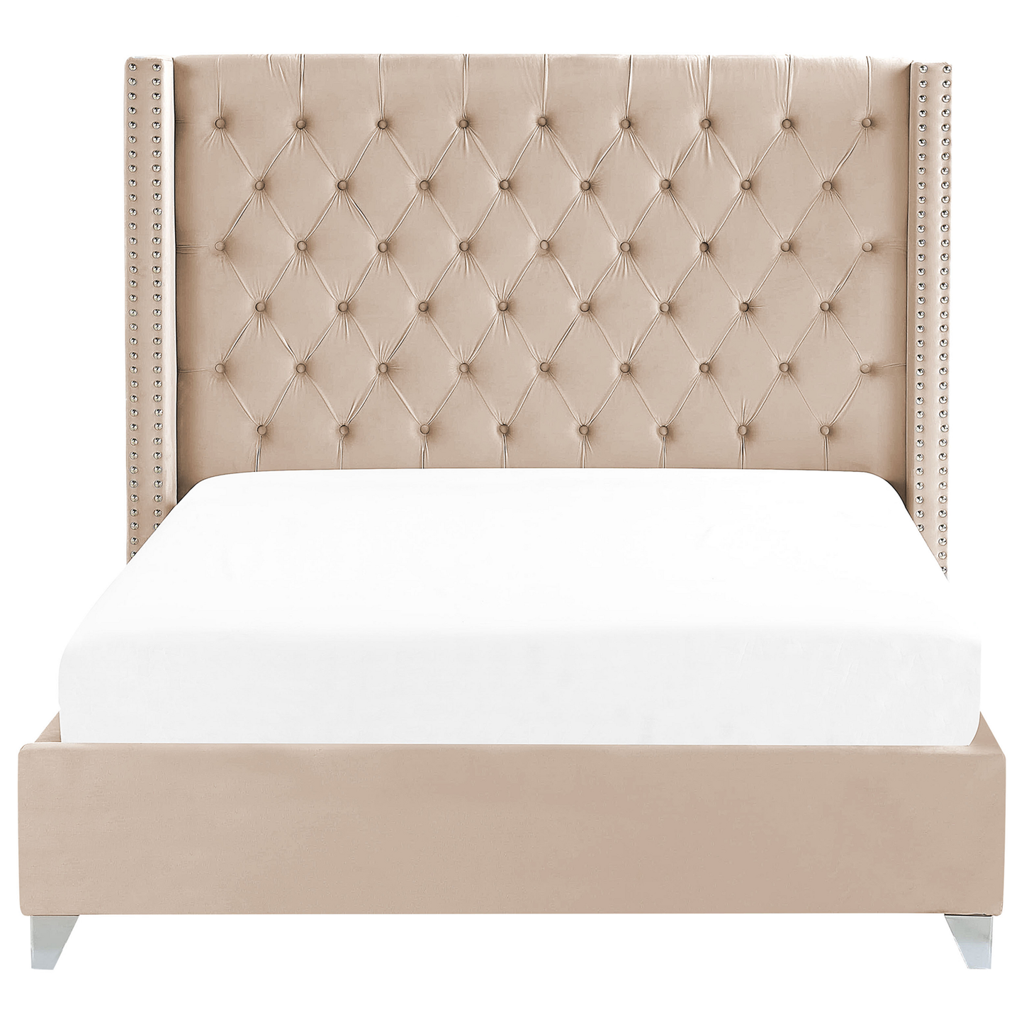 Bett mit Lattenrost Samtstoff LUBBON 160 x 200 cm Beige