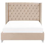 Bett mit Lattenrost Samtstoff LUBBON 160 x 200 cm Beige