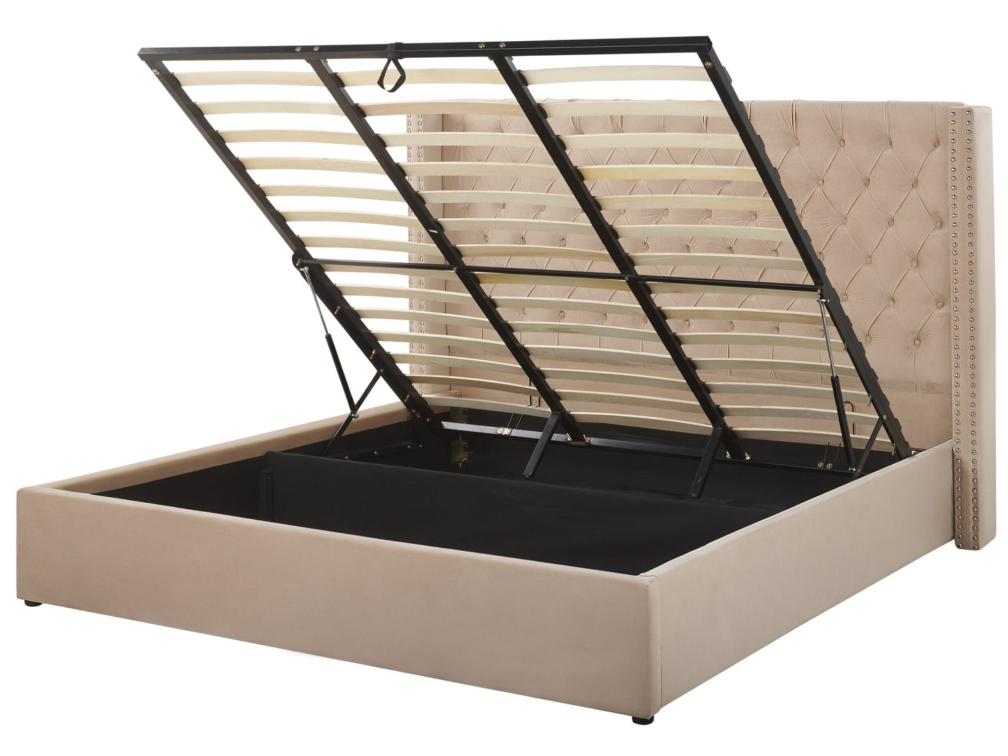 Bett mit Stauraum Samtstoff LUBBON 180 x 200 cm Beige