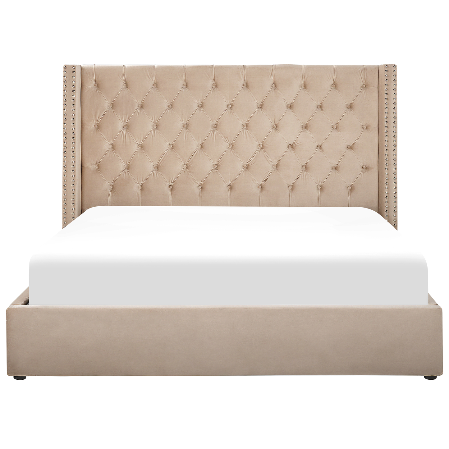 Bett mit Stauraum Samtstoff LUBBON 180 x 200 cm Beige