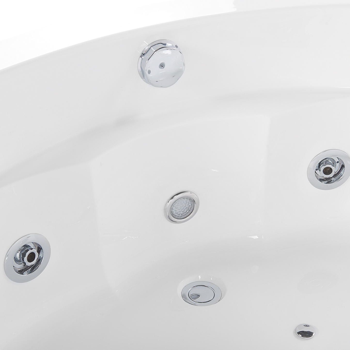 Whirlpool Badewanne mit Bluetooth Lautsprecher weiss mit LED 210 x 145 cm MONACO