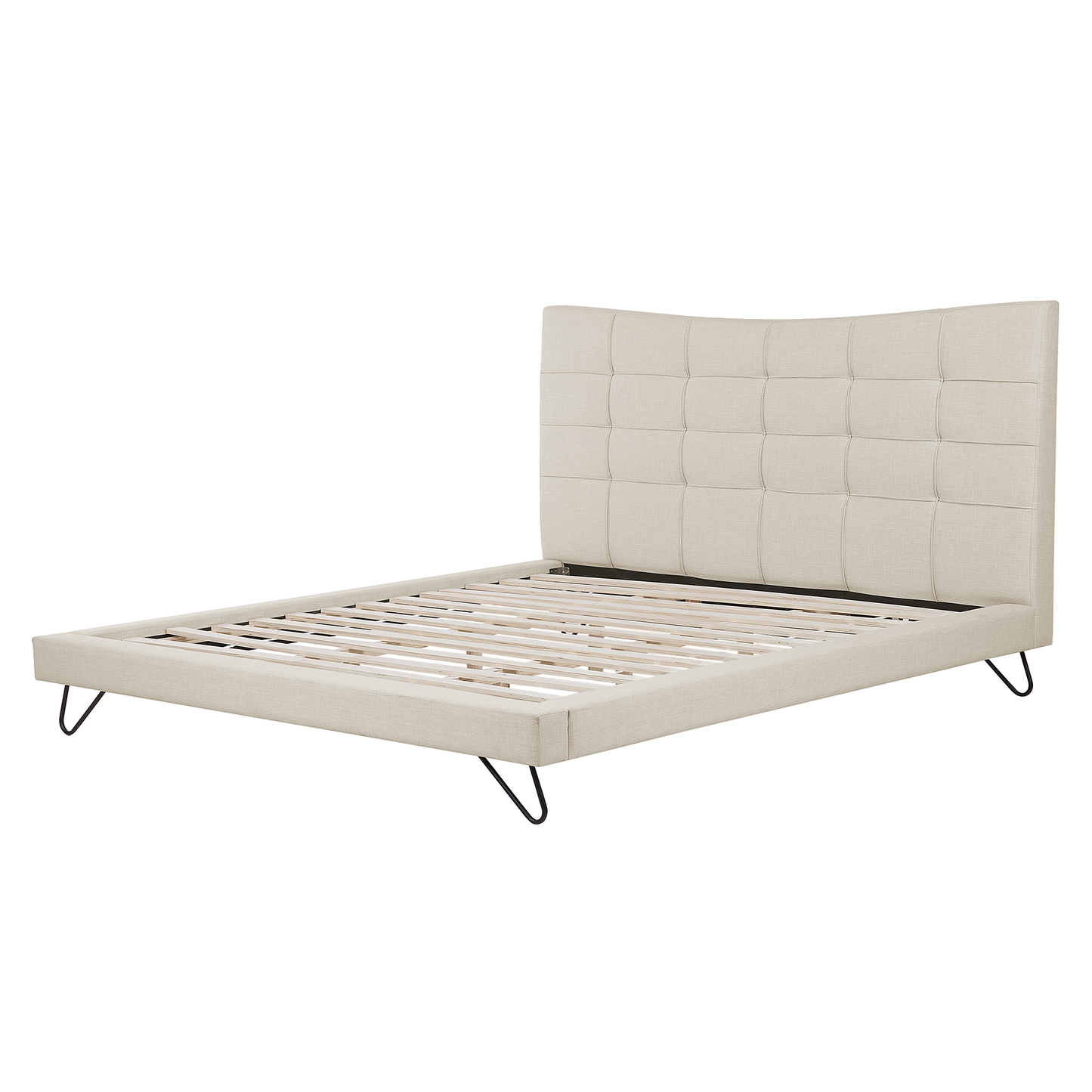 Bett mit Lattenrost Stoff LANNION 160 x 200 cm Hellbeige