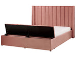 Bett mit Stauraumbank Samtstoff NOYERS 160 x 200 cm Rosa
